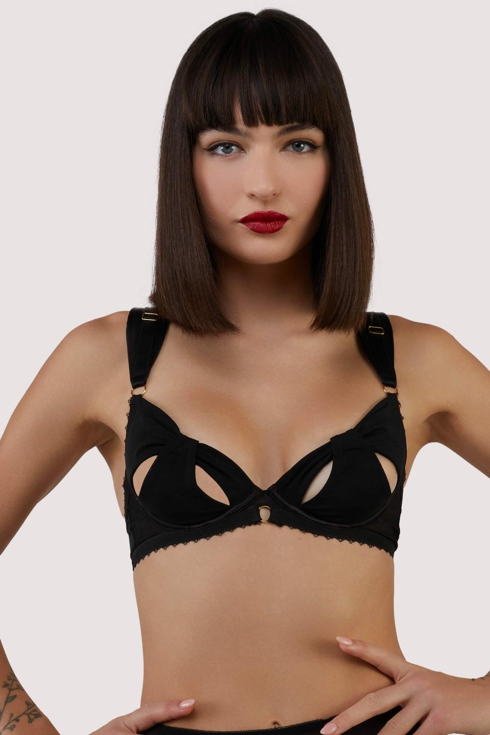 Anita Black Mesh Cut Out Bow Bra Bettie Page