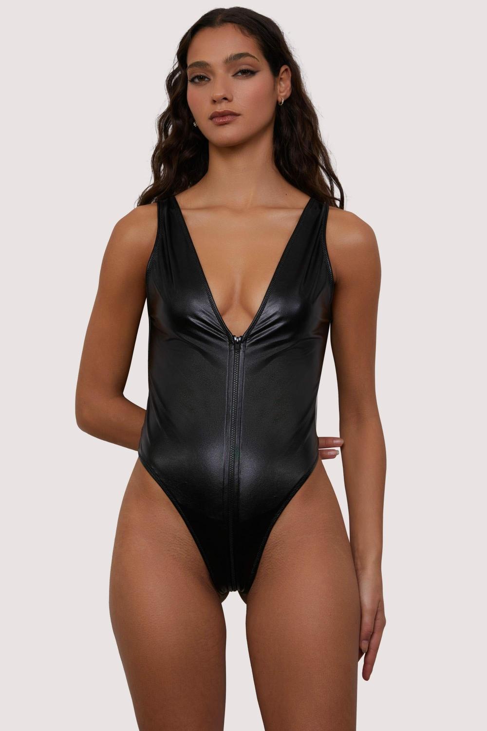 Arya Black Pvc Cut Out Zip Up Body Bodies