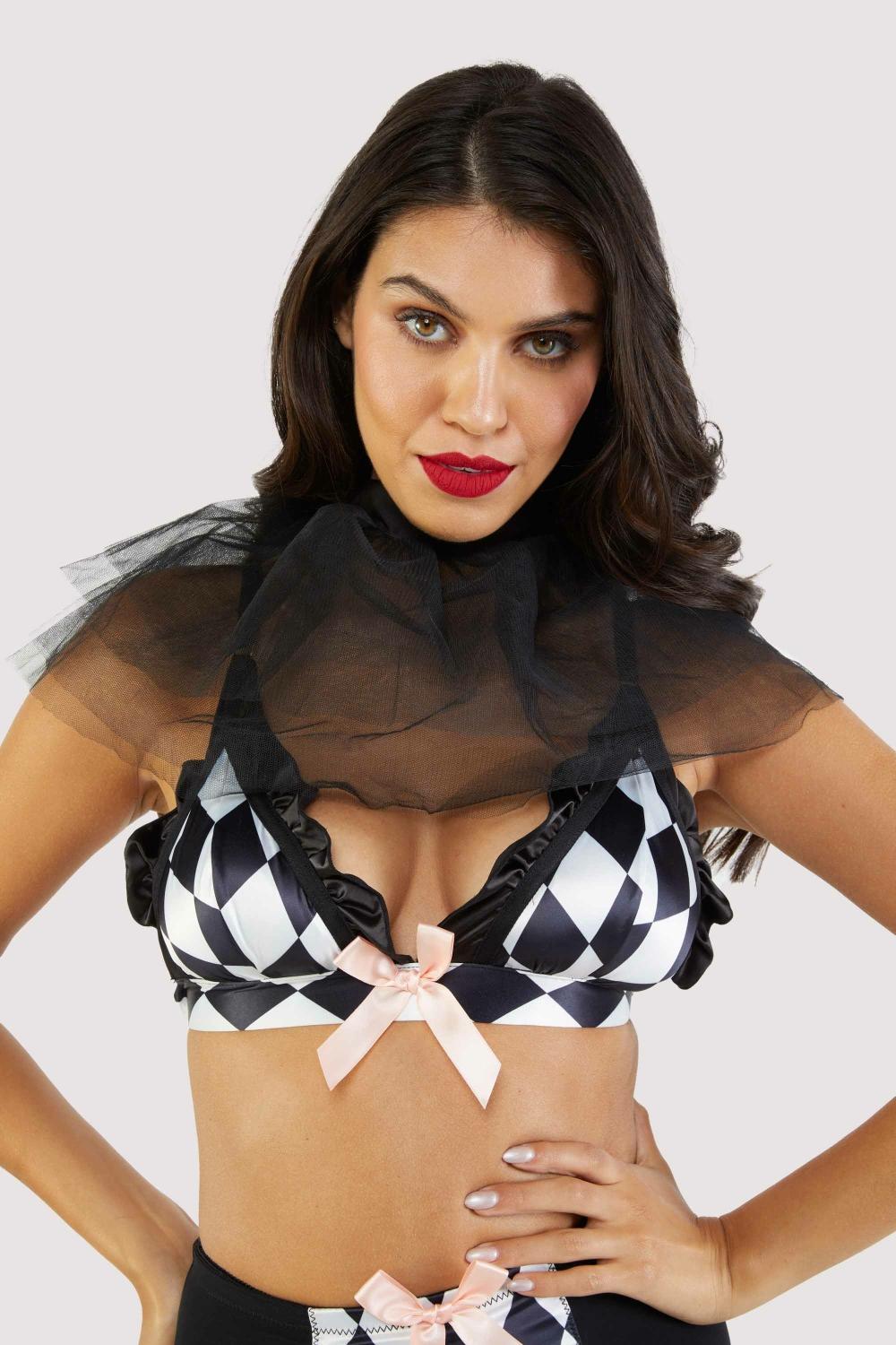 Beatrix Harlequin Mesh Neck Ruff Bettie Page