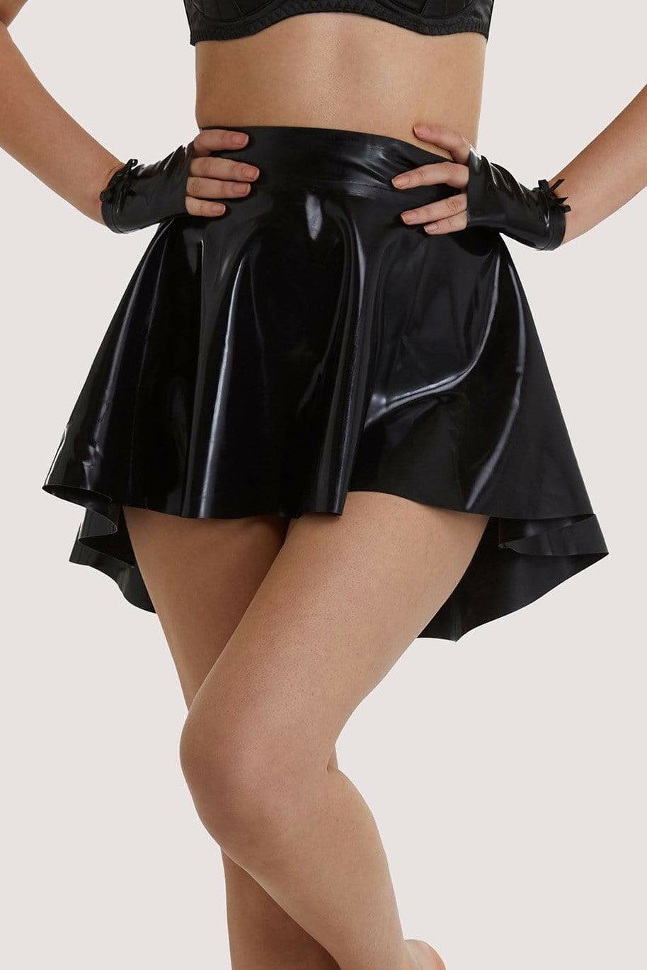 Black Latex Flippy Skirt Dress Up