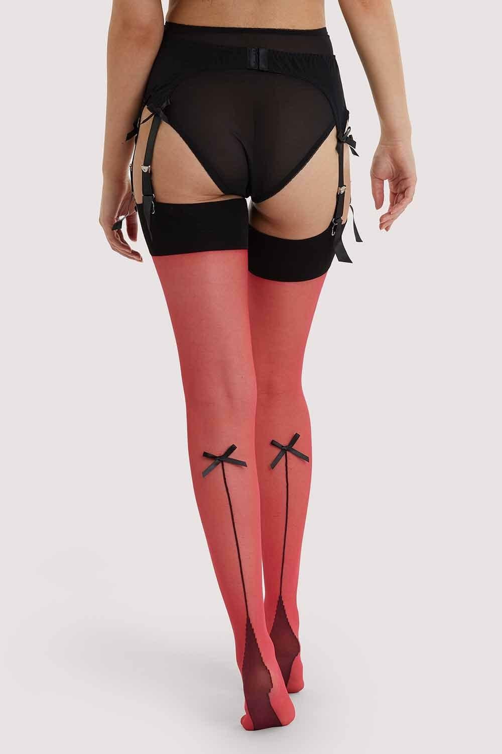 Bow Back Seamed Stockings Red Dress Up