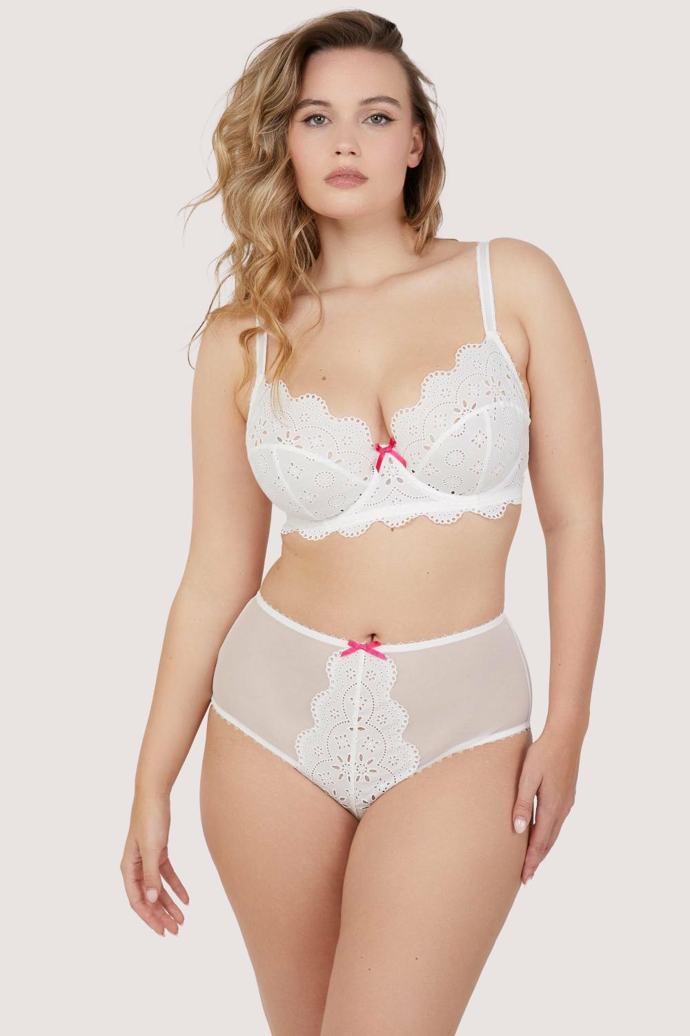 Camille White Broderie High Waisted Brief Knickers