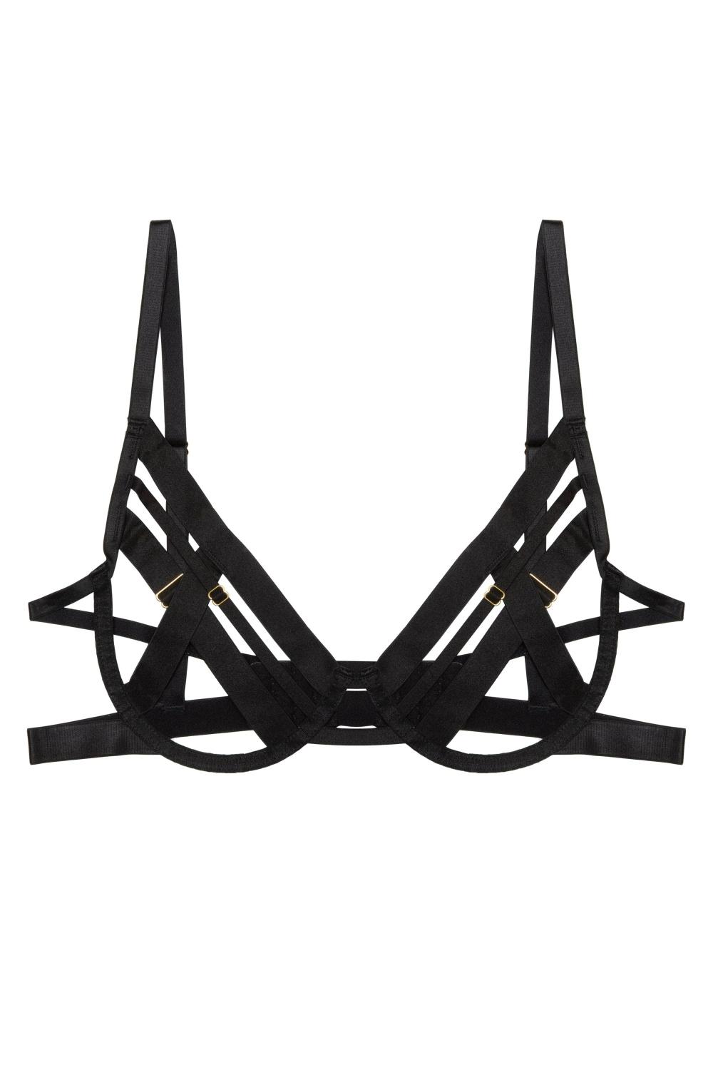 Chantal Black Open Elastic Balconette Bra Bondage Bras