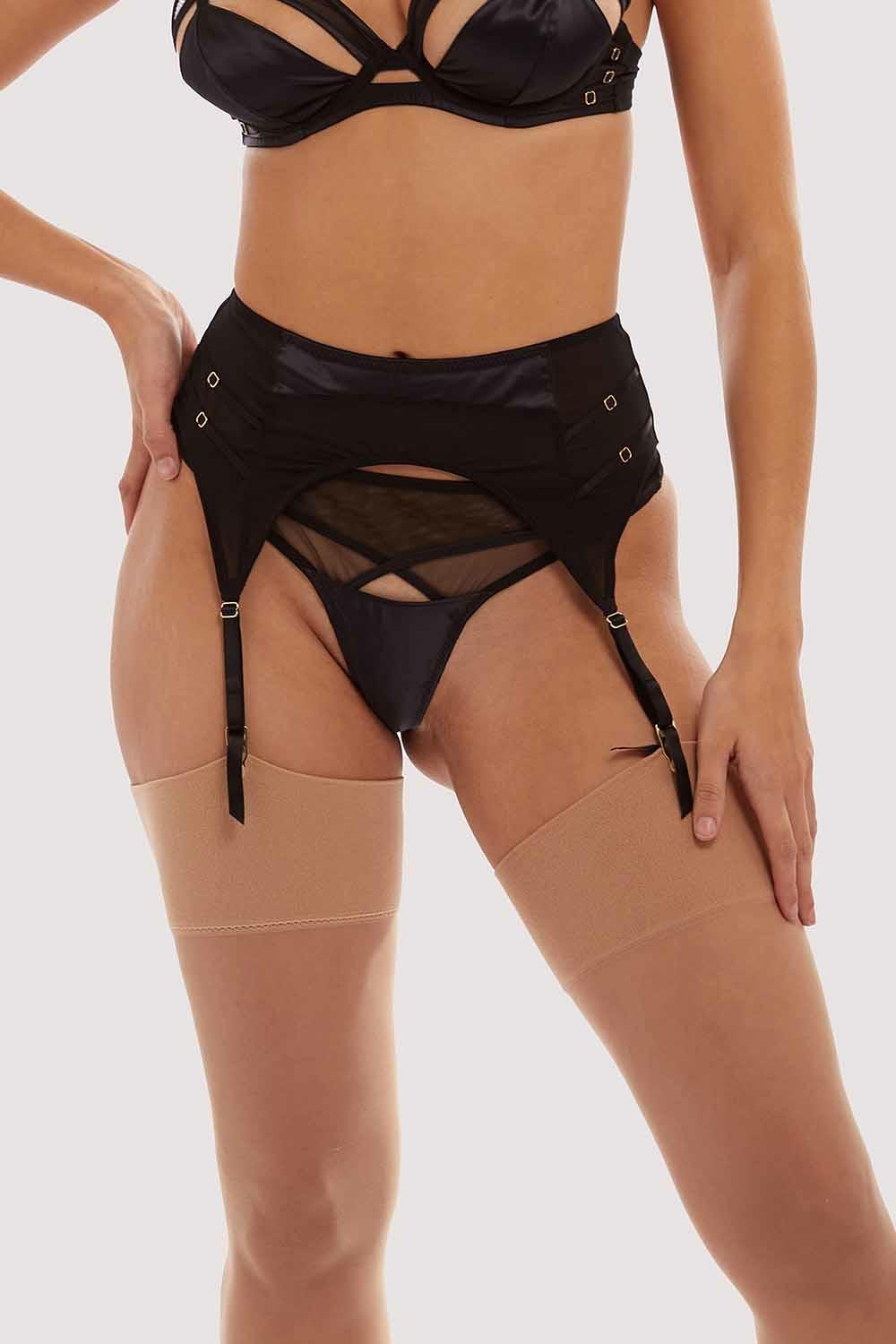 Charlie Black Cut-Out Suspender Belt Lingerie