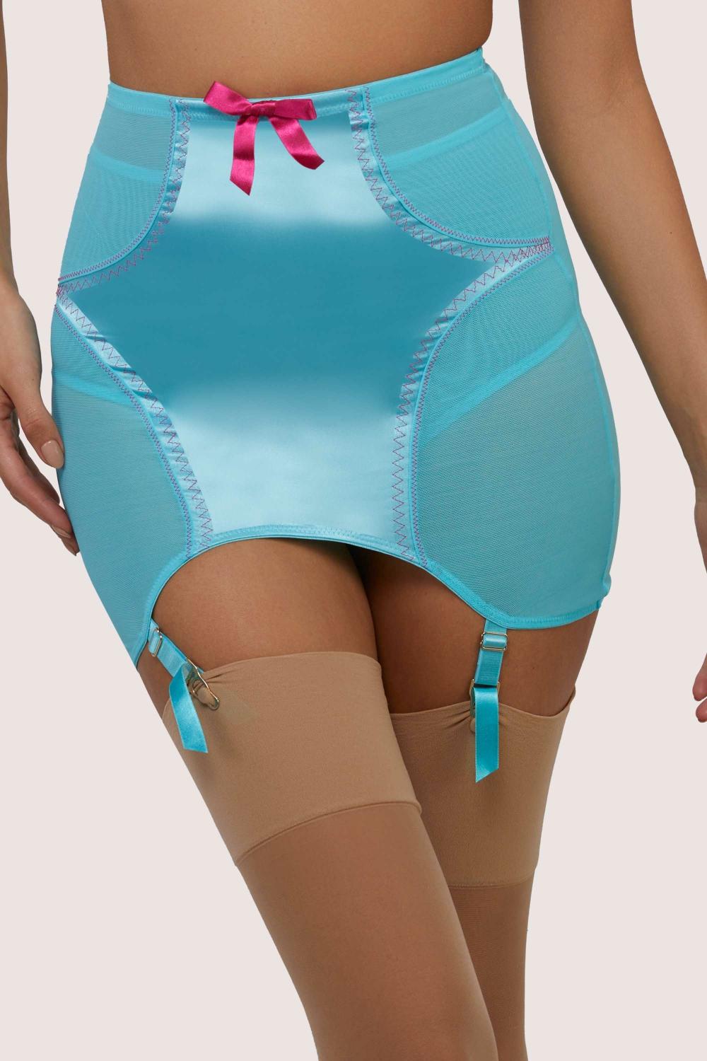 Cleo Contrast Stitch Mesh Retro Girdle Bettie Page