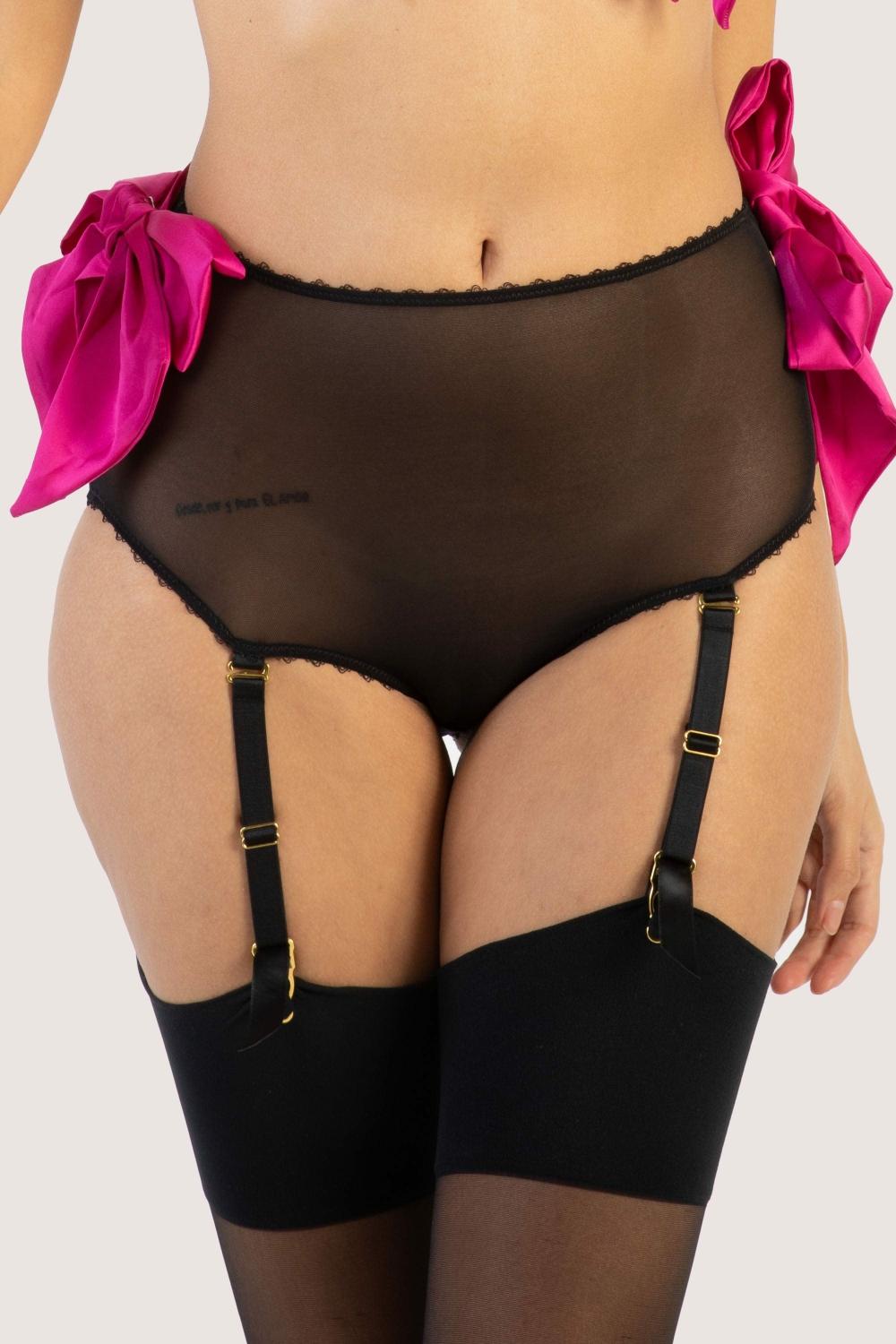 Dahlia Birthday Bow High Waist Suspender Brief Bettie Page