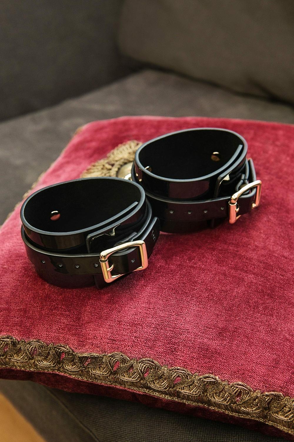 Dahlia Patent Leather Ankle Cuffs Bondage