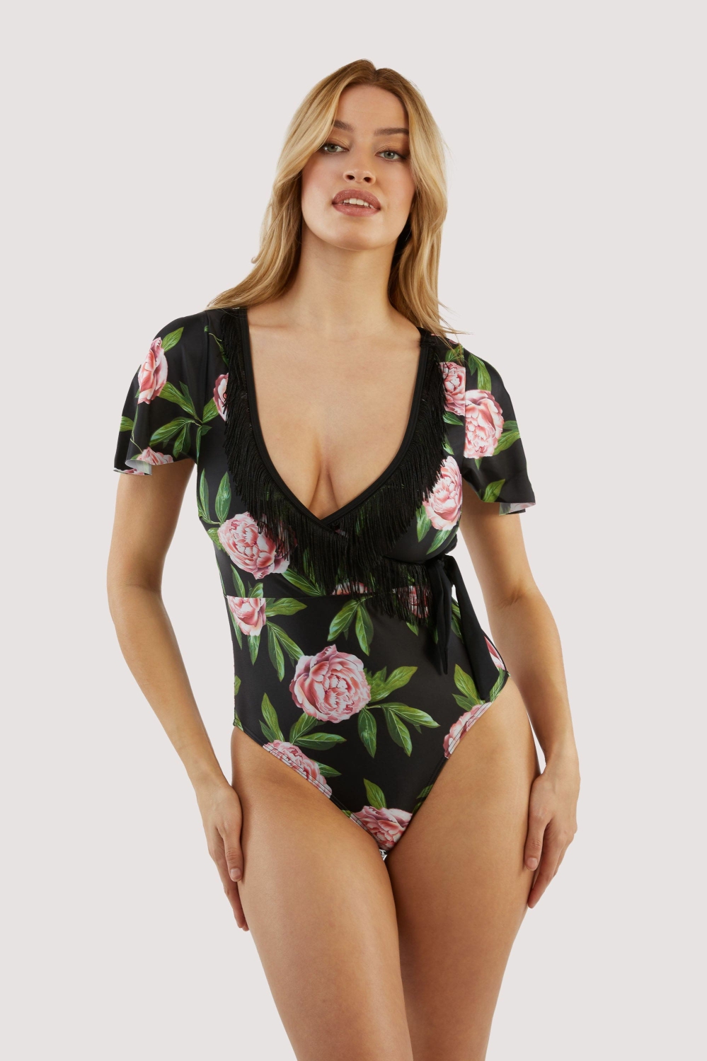 Eco Claudette Roses Retro Swimsuit Bettie Page