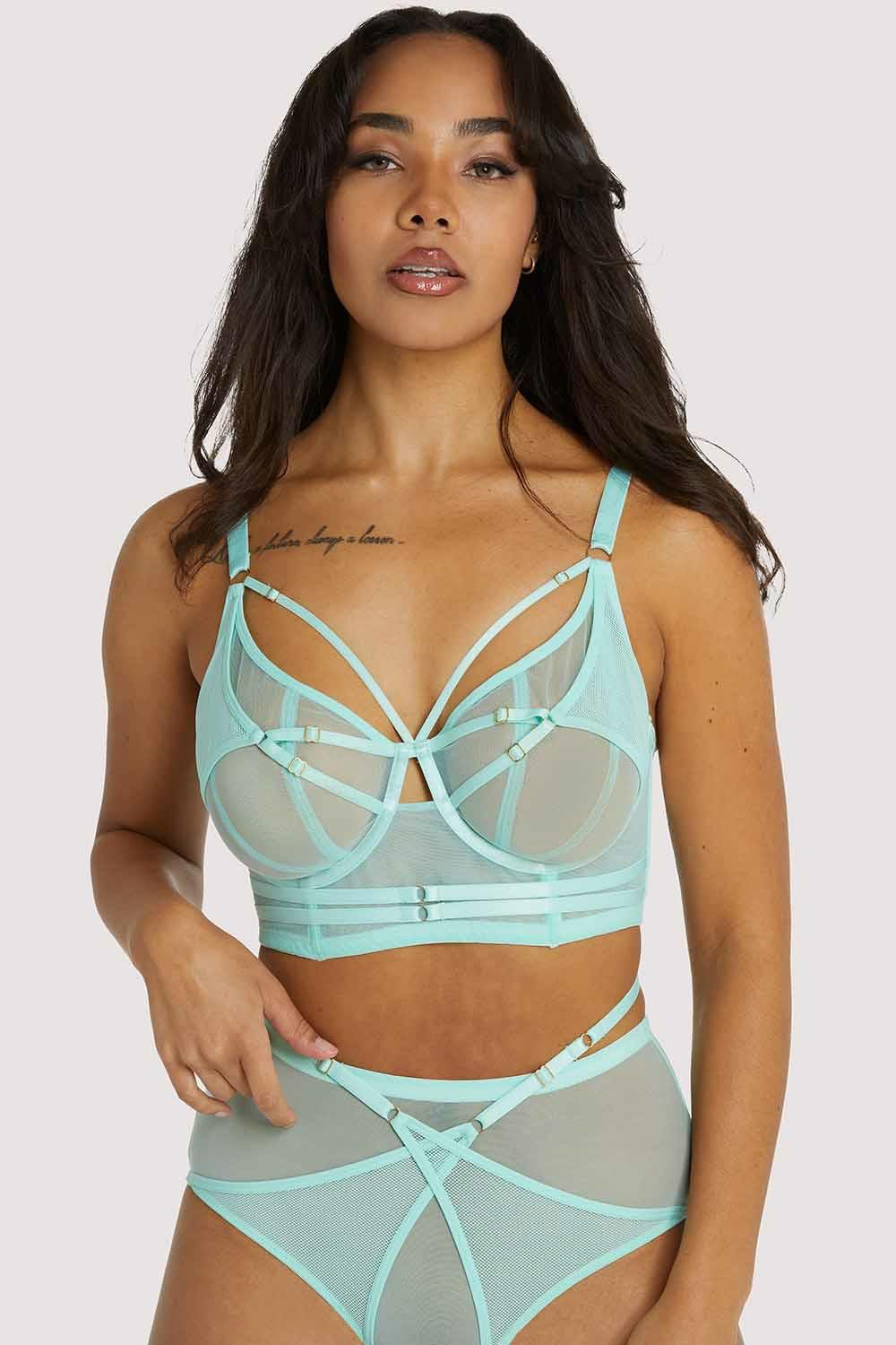 Eddie Aqua Crossover Wrap Bra Lingerie