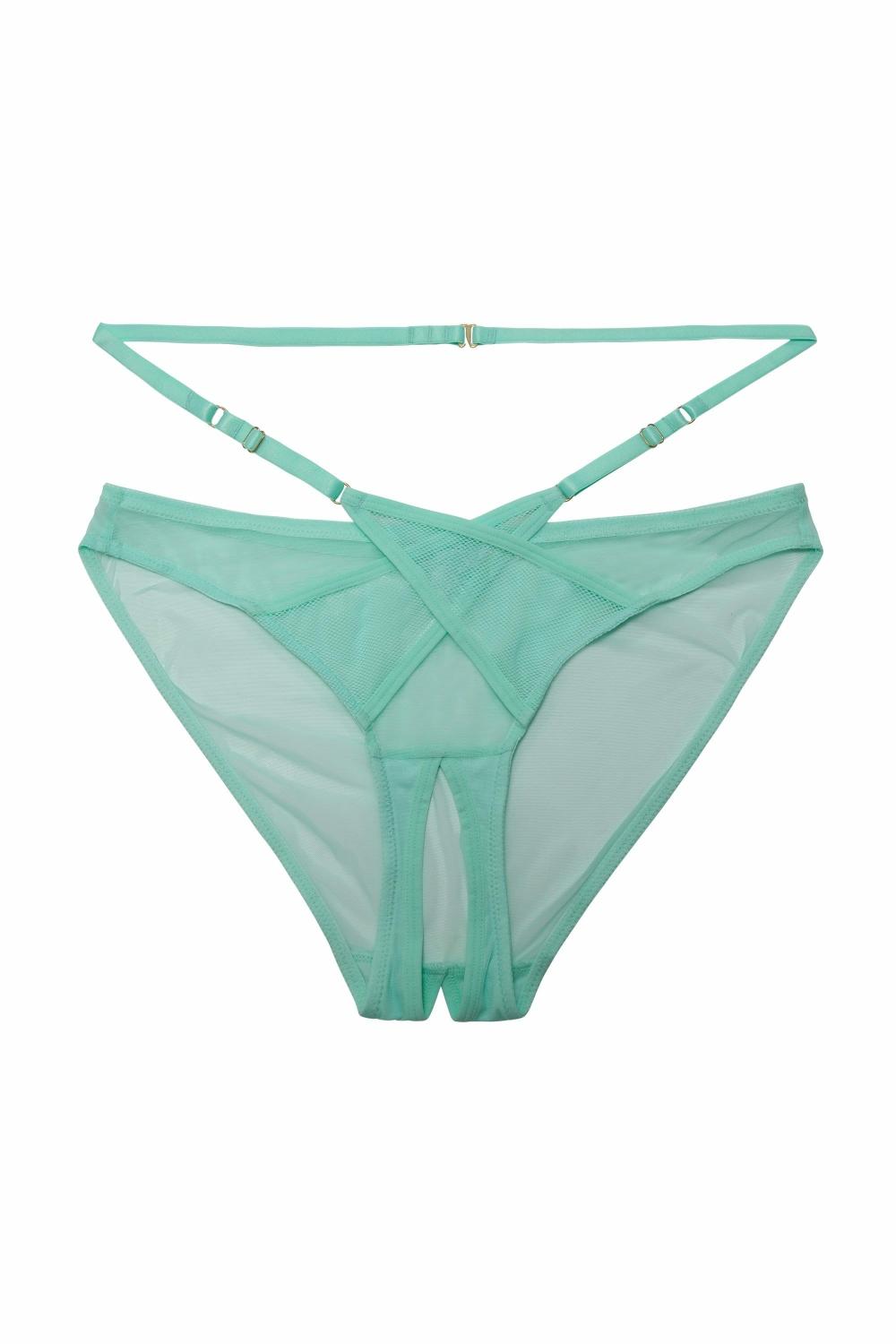 Eddie Aqua Crossover Wrap Crotchless Brief Knickers