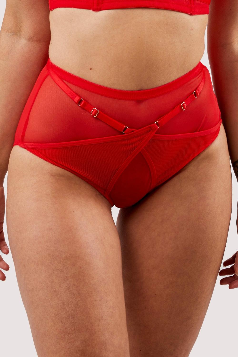 Eddie Red Crossover Wrap High Waist Brief Knickers