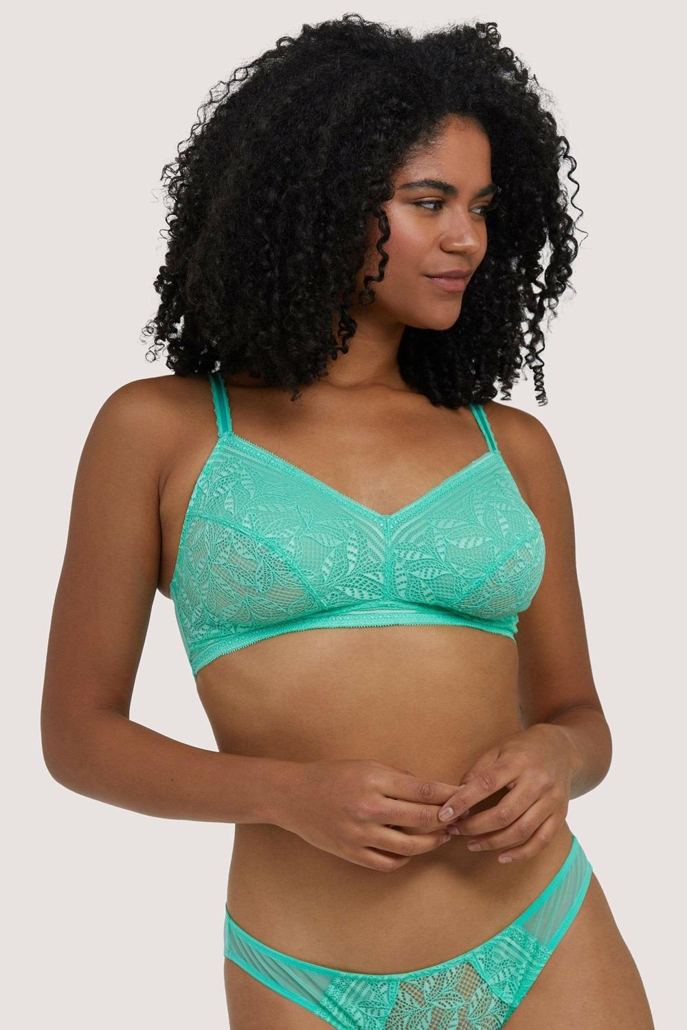 Emma Mint Green Lace Wireless Bra Bras