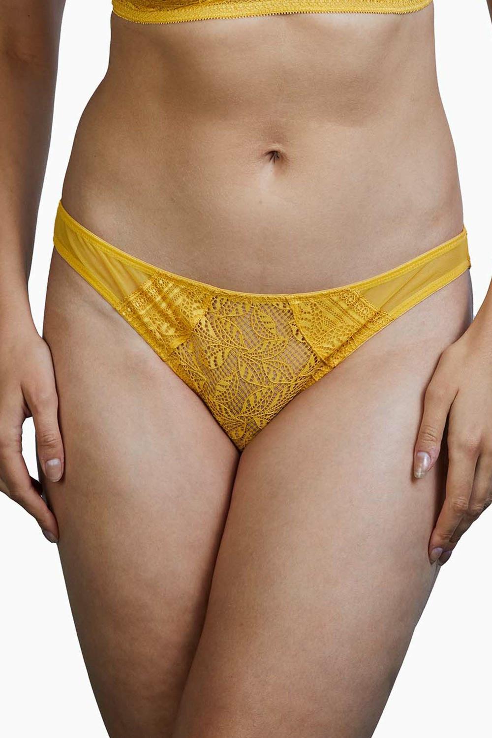 Emma Mustard Yellow Brazilian Lace Brief Everyday Lingerie