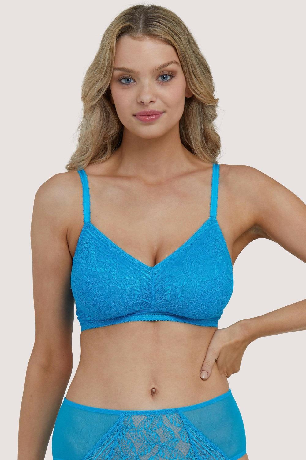 Emma Sky Blue Lace Wireless Bra Bras