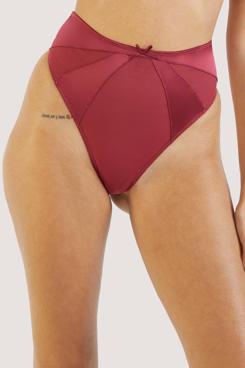 Etta Red Mesh And Satin High Waist Thong Bettie Page