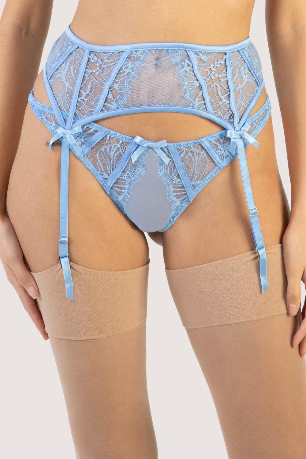 Fallon Cornflower Blue Lace Suspender Bridal Lingerie