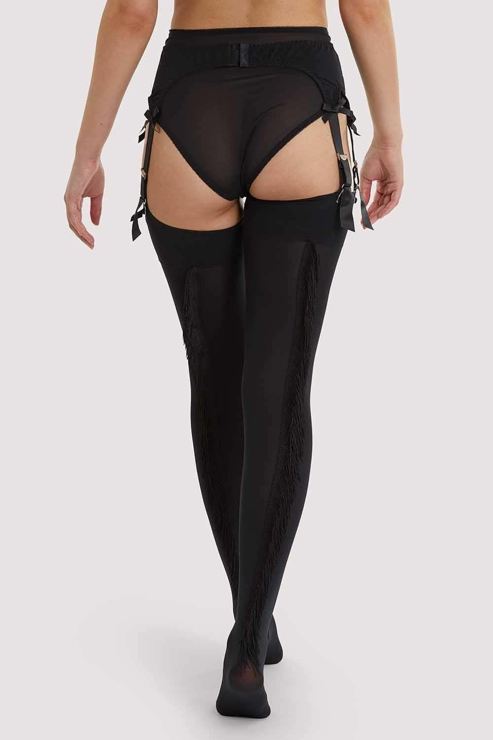 Fringe Stockings Black Hosiery