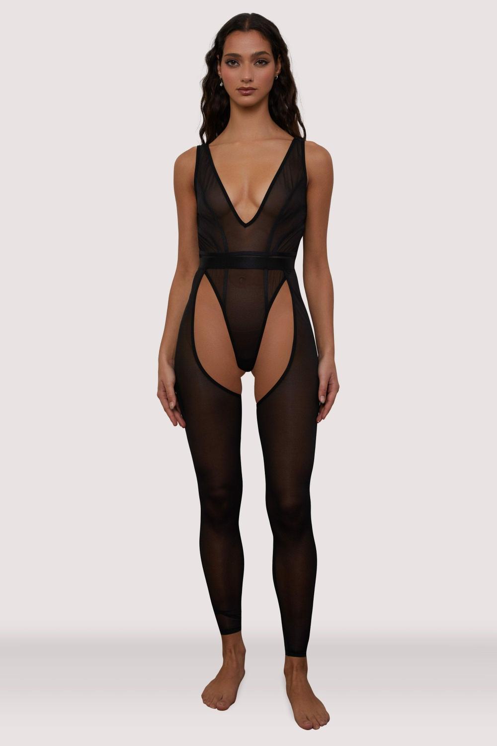 Gigi Black Mesh Festival Catsuit Bodies