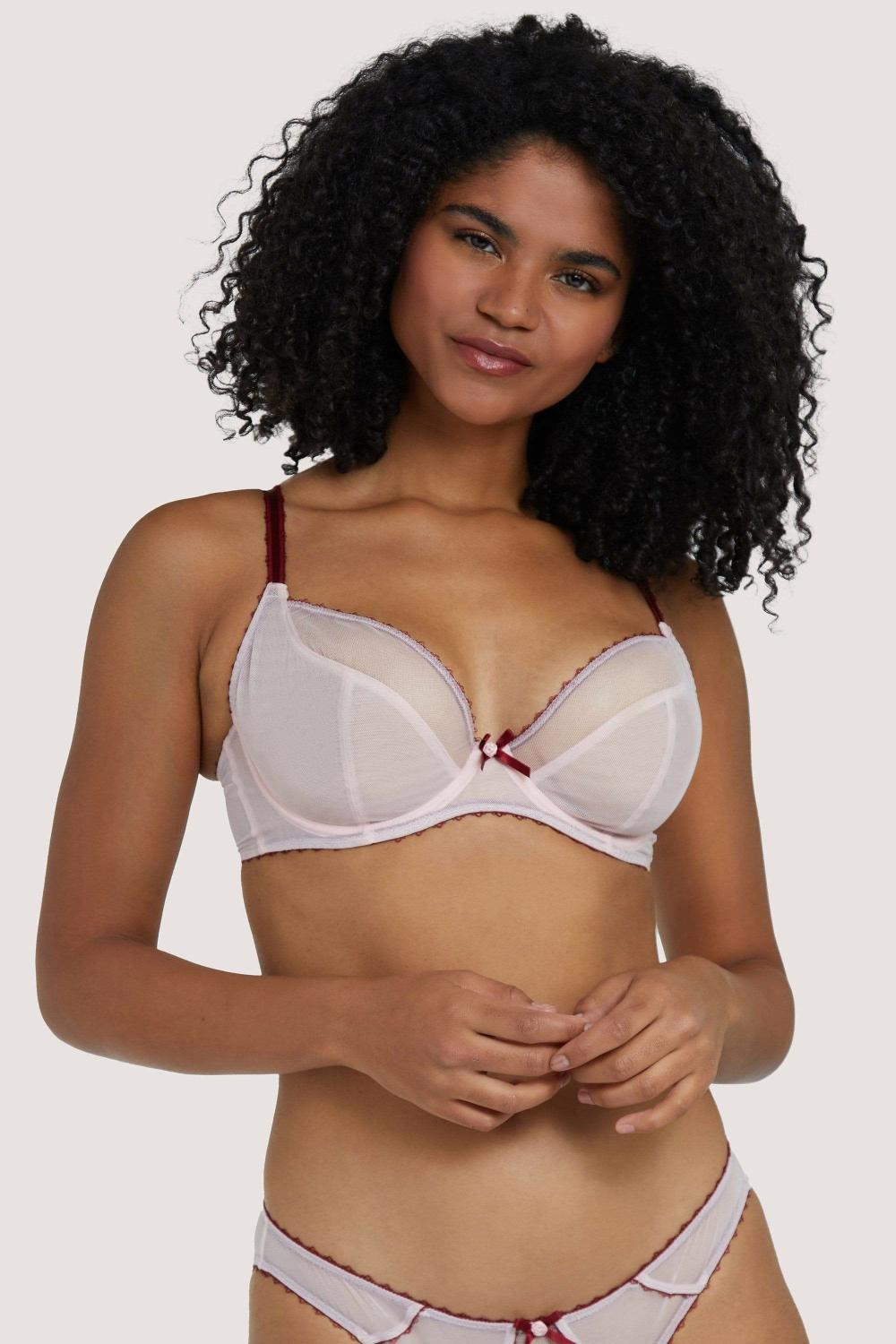 Grace Dusty Pink And Wine Plunge Net Bra Bras