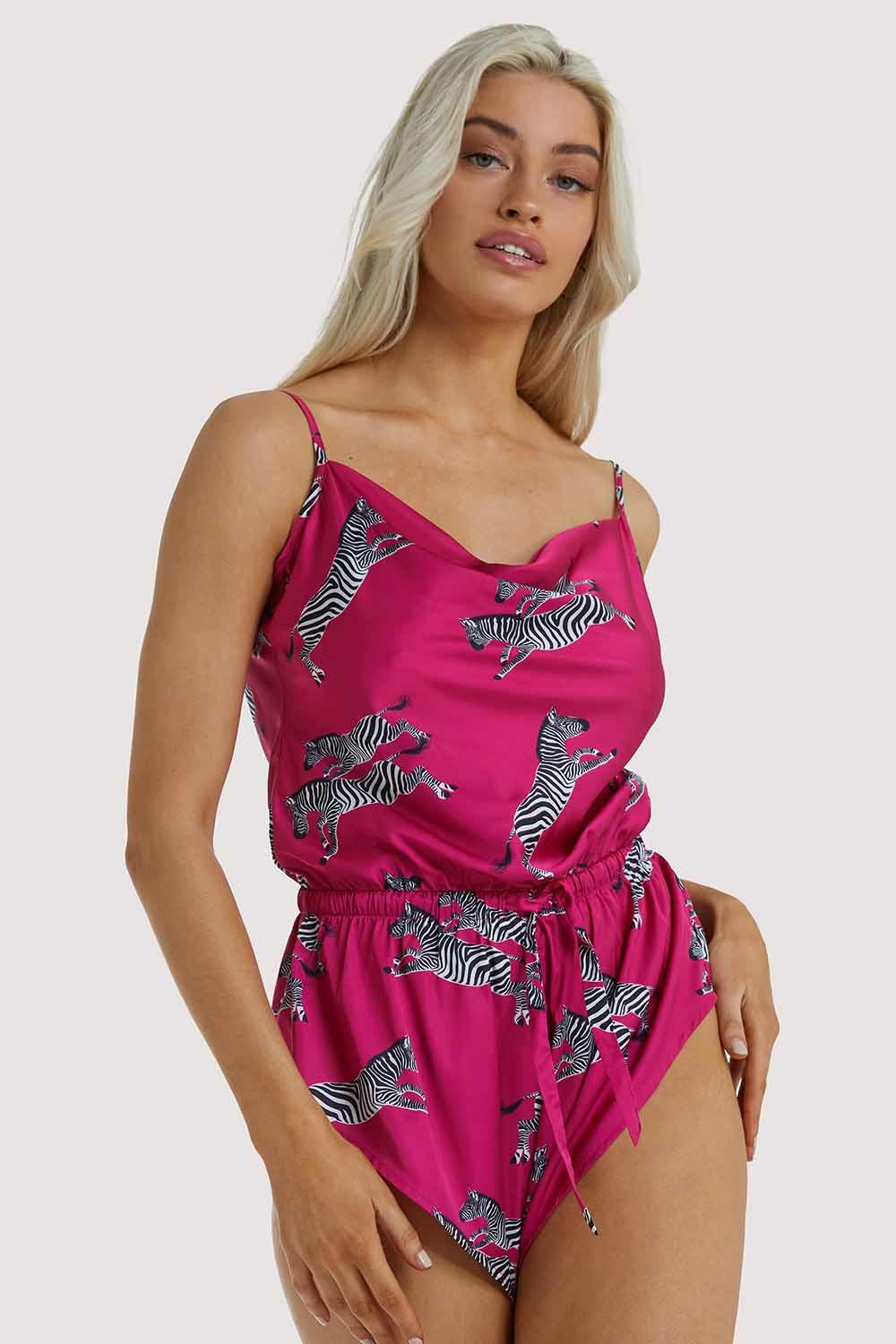 Hot Pink Zebra Playsuit Nightwear