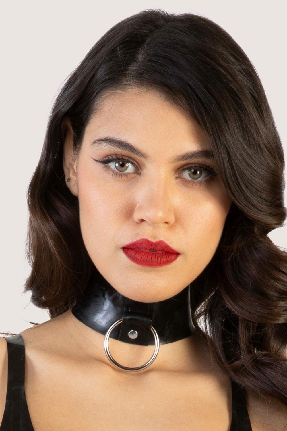 Imogen Black Latex And Ring Collar Bondage