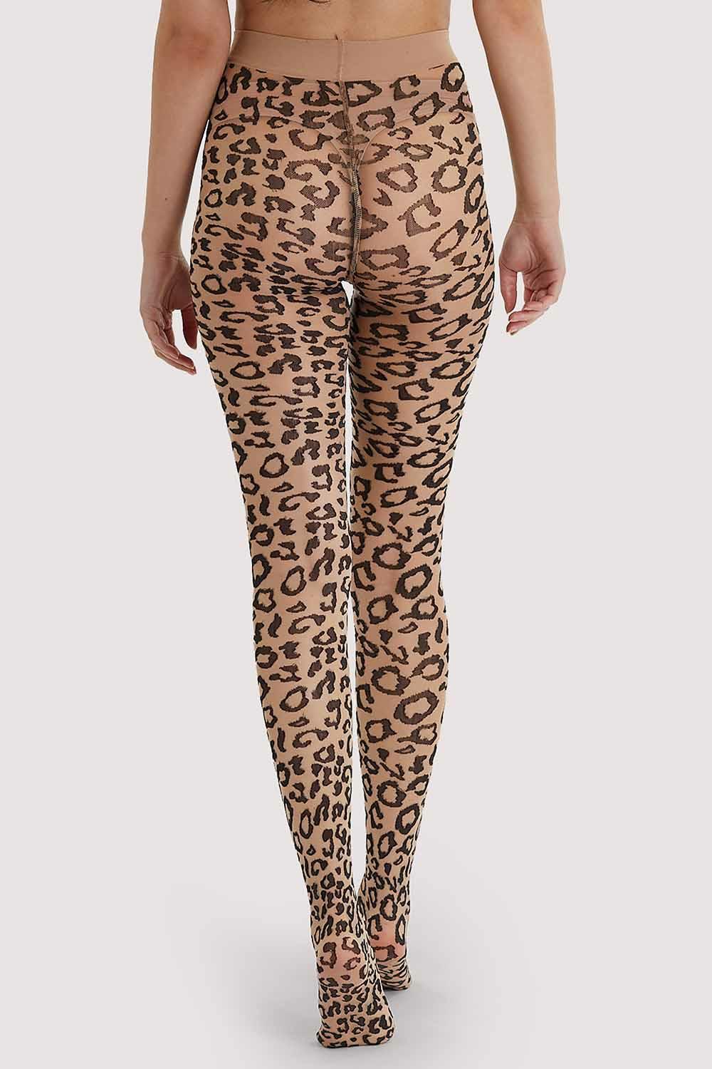 Leopard Knit Tights Light Nude/Black Bettie Page