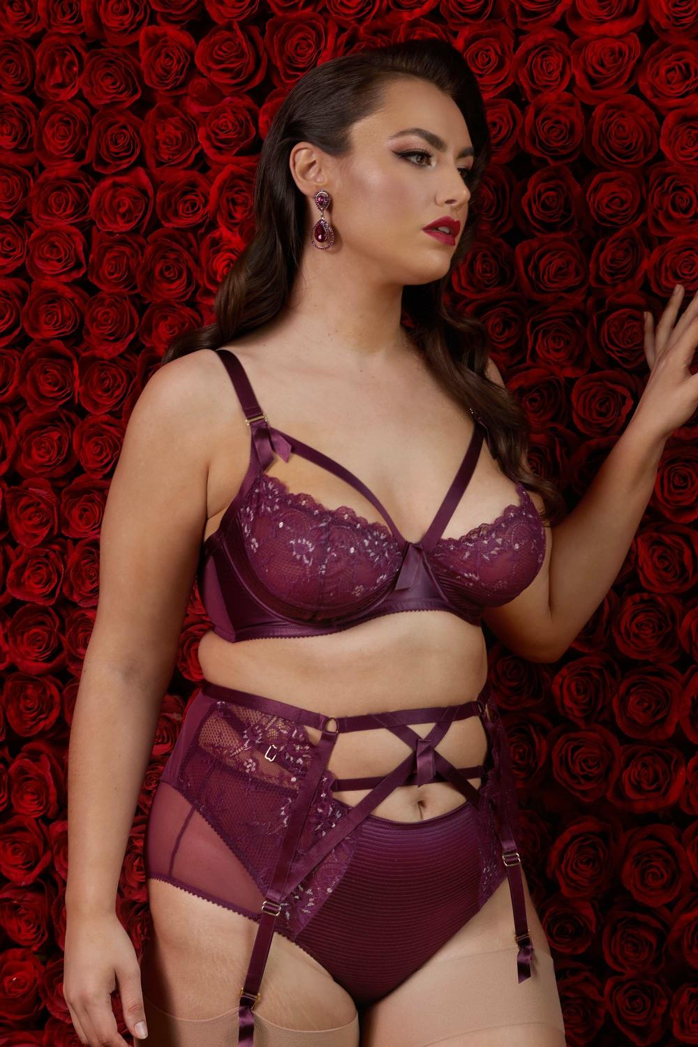 Madame X Dark Cherry High Waist Curve Suspender Lingerie