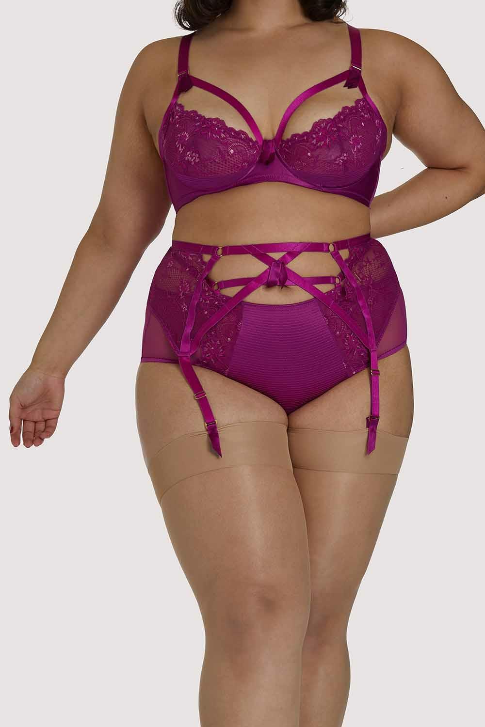 Madame X Magenta Curve Suspender Belt Lingerie