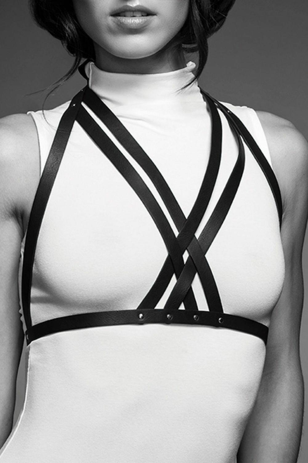 Maze Black Halter Harness Bra Bondage