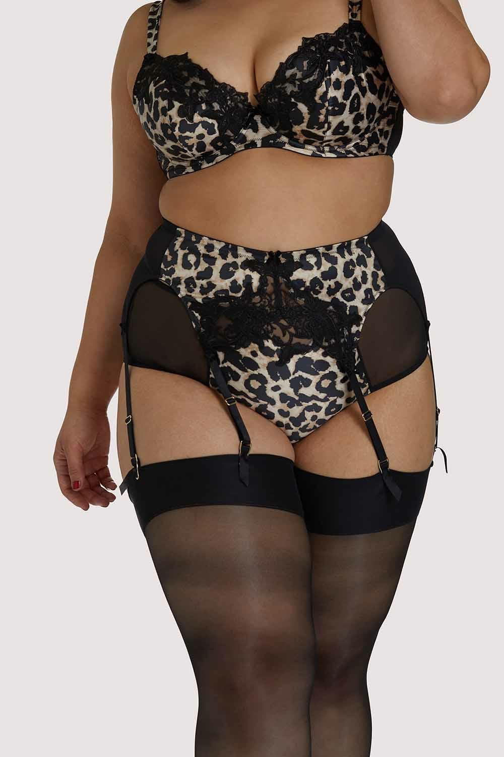 Millicent Leopard Curve Suspender Belt Lingerie