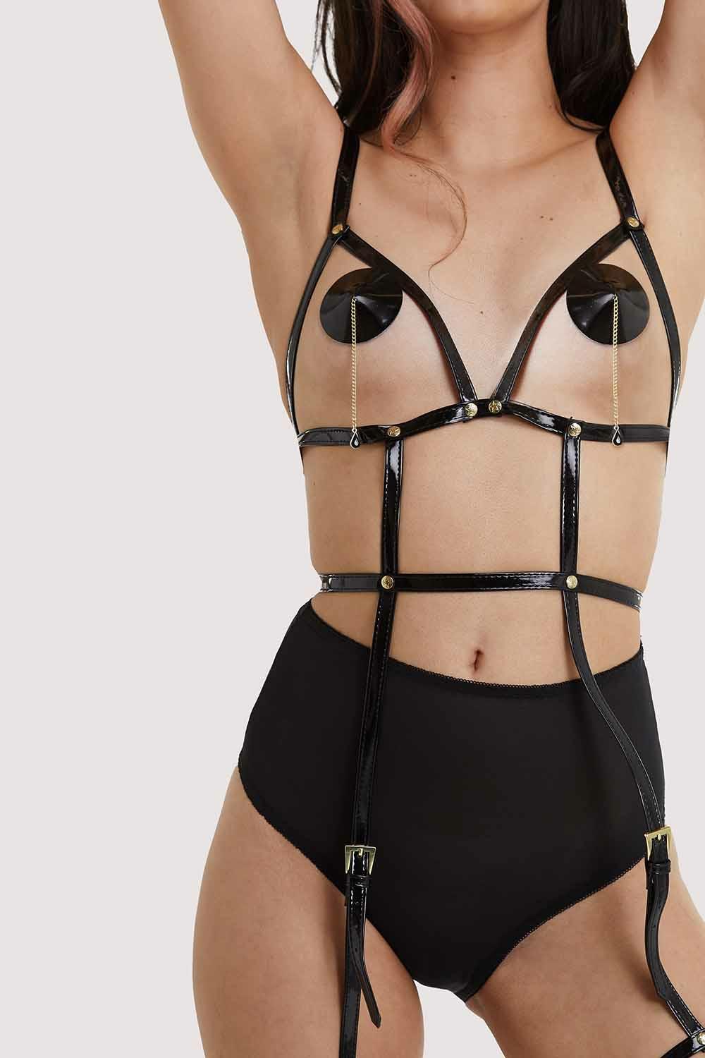 Open Harness Bra With Leg Cuffs Accessories & Gloves