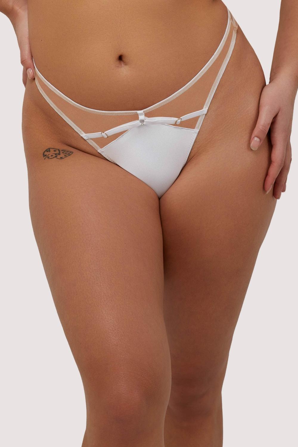 Ramona Optic White Caged Open Back Thong Bridal Lingerie