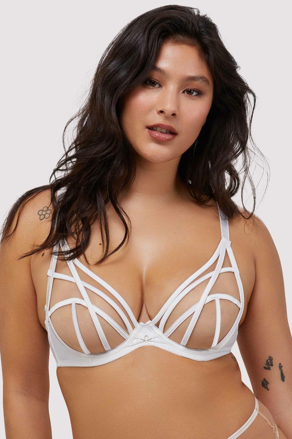 Ramona Optic White Strap Detail Illusion Mesh Bra Bridal Lingerie