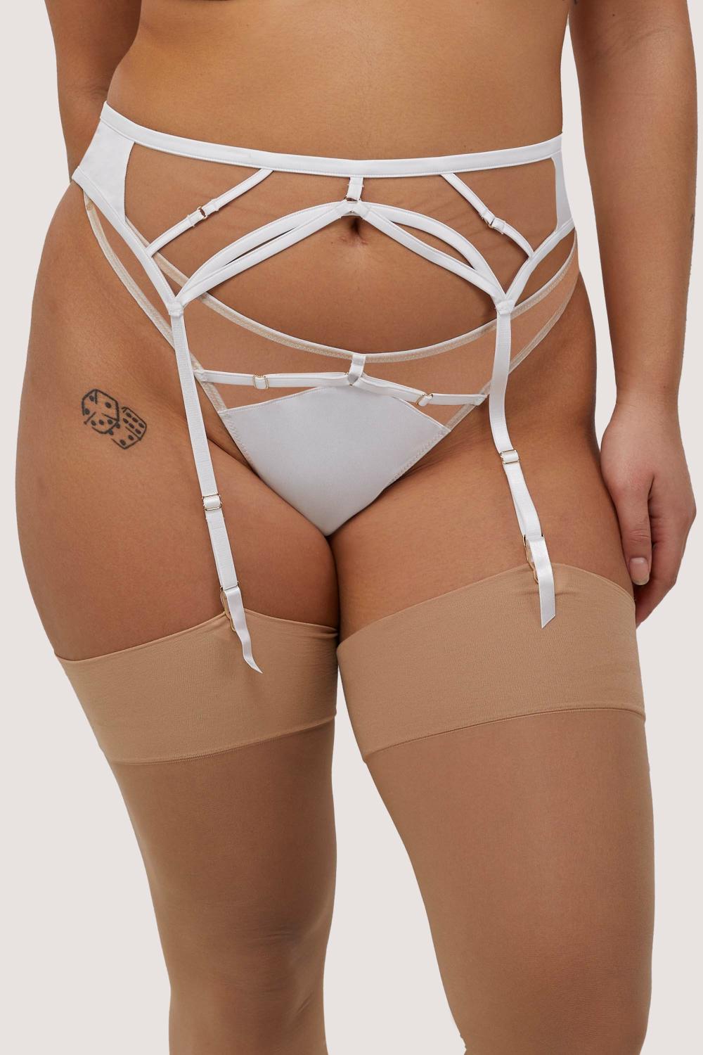 Ramona Optic White Strap Detail Mesh Suspender Bridal Lingerie