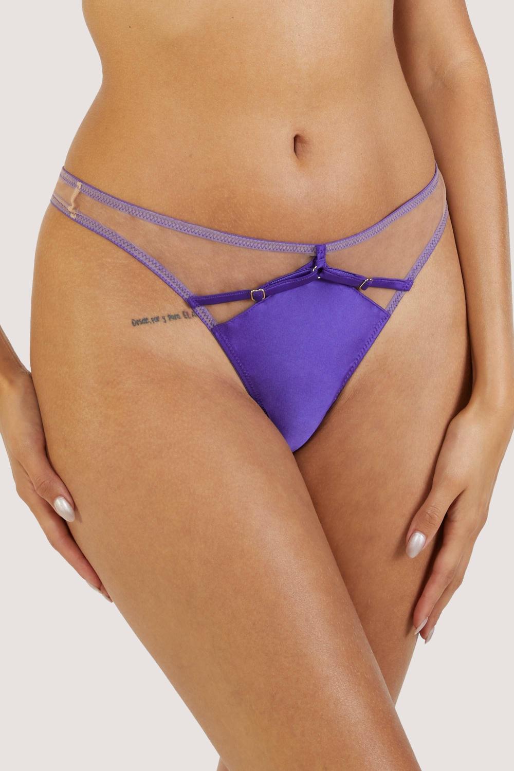 Ramona Purple Caged Open Back Thong Knickers