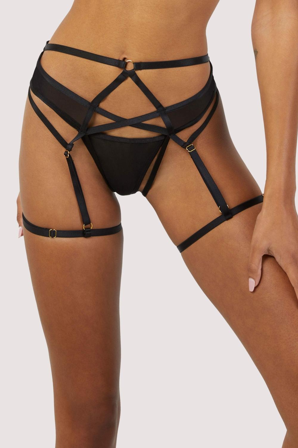 Sarah Black Strappy Ouvert Suspender Brief Erotic Lingerie