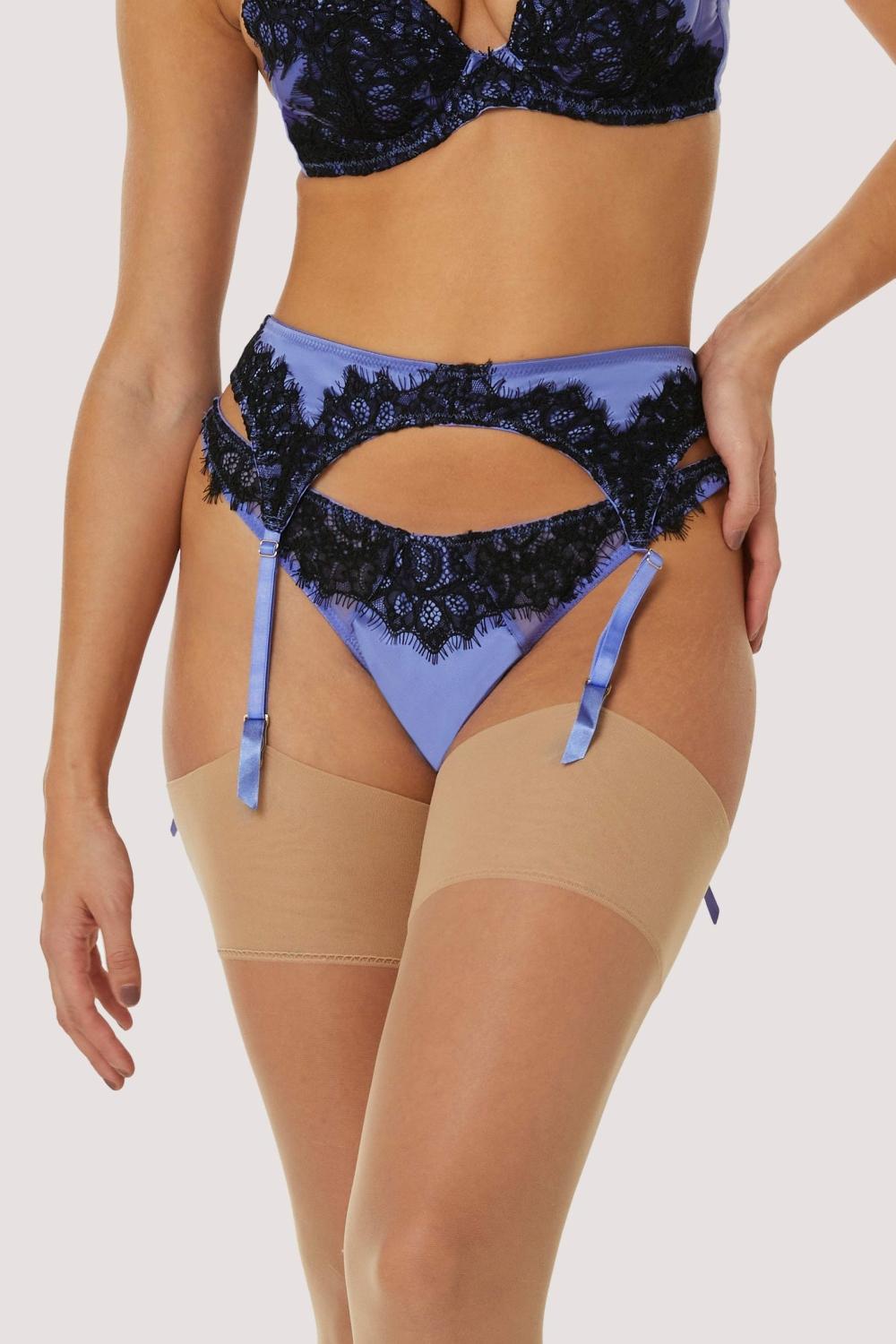 Stevie Lilac And Black Lace Suspender Everyday Lingerie