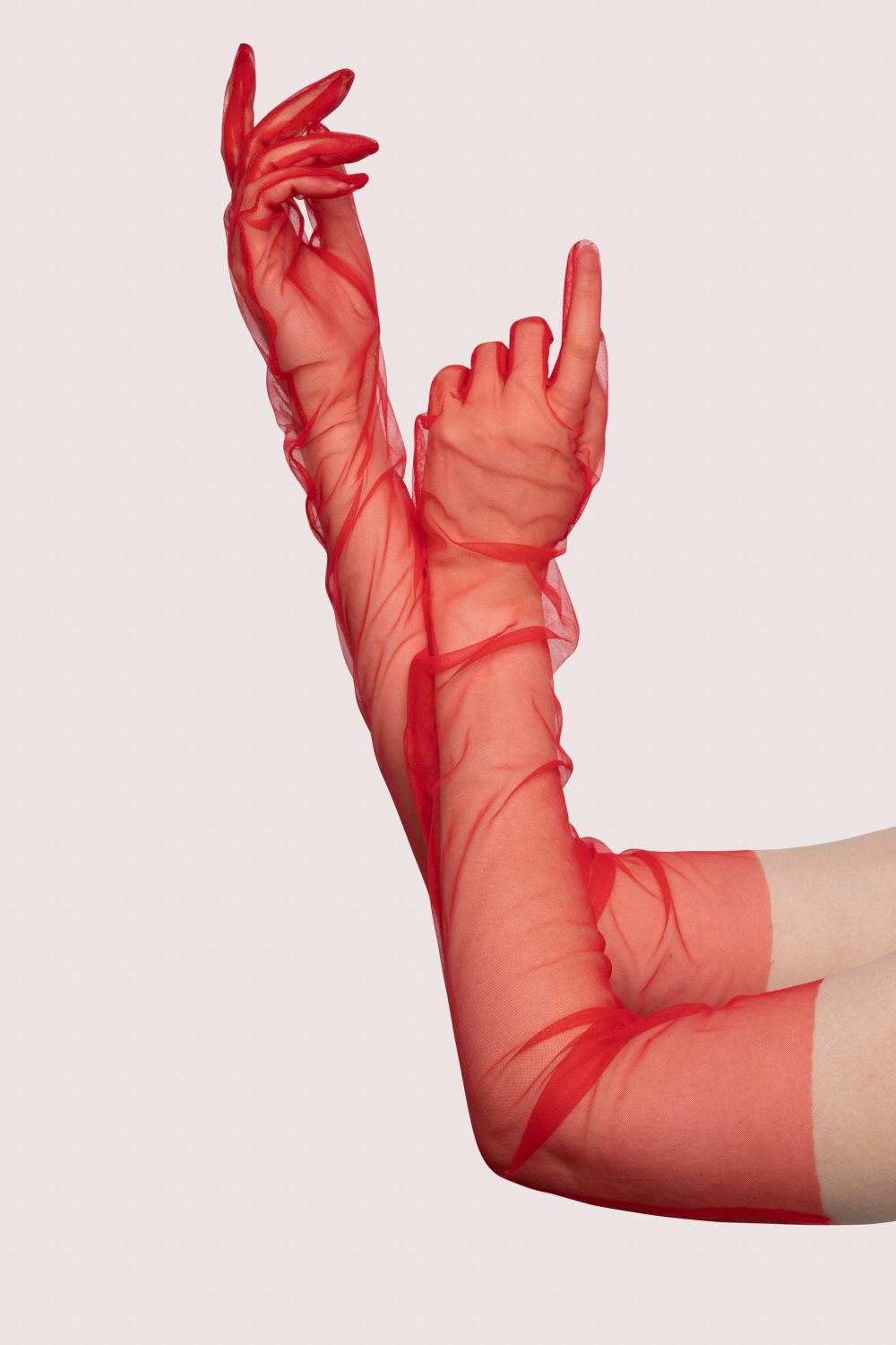 Wolf And Whistle Red Sheer Gloves Accessories & Gloves