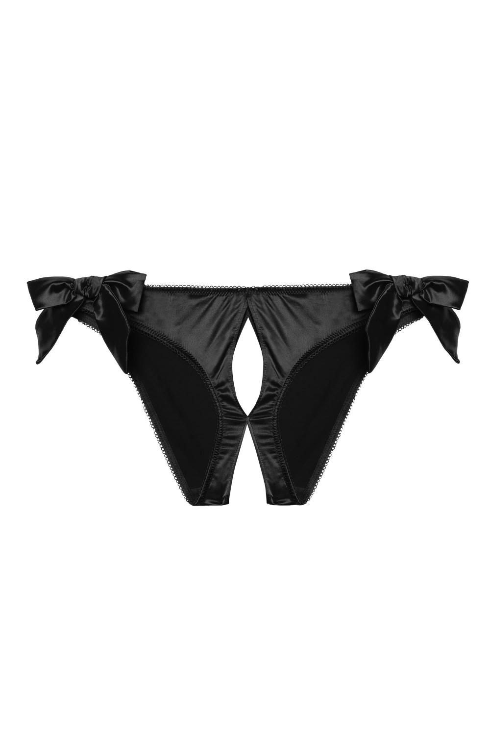 X Yva Black Bow Ouvert Brief Knickers