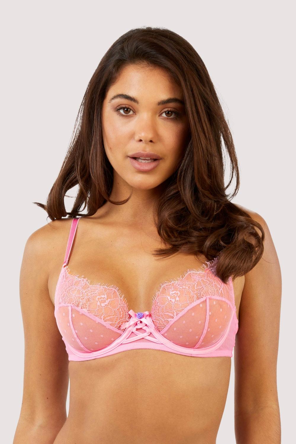 Ziggy Pink Lace And Spotted Mesh Bra Everyday Lingerie