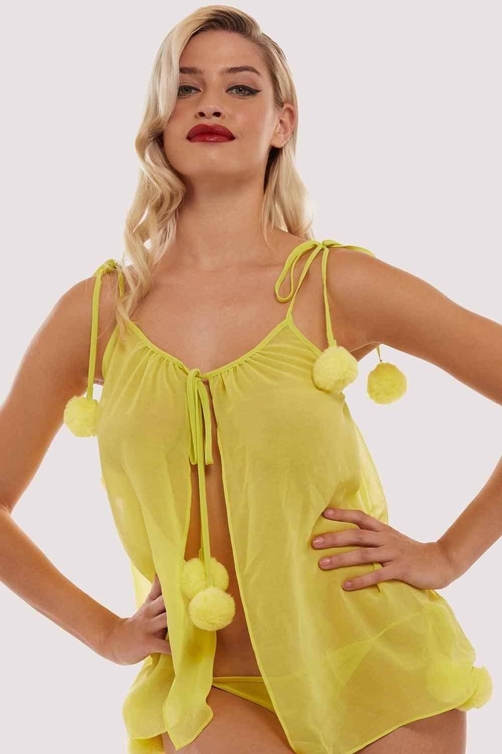 Chartreuse Dolores Pom Pom Chemise Babydolls & Chemises