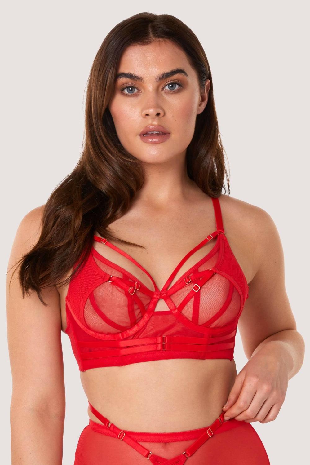 Eddie Red Crossover Wrap Bra Lingerie