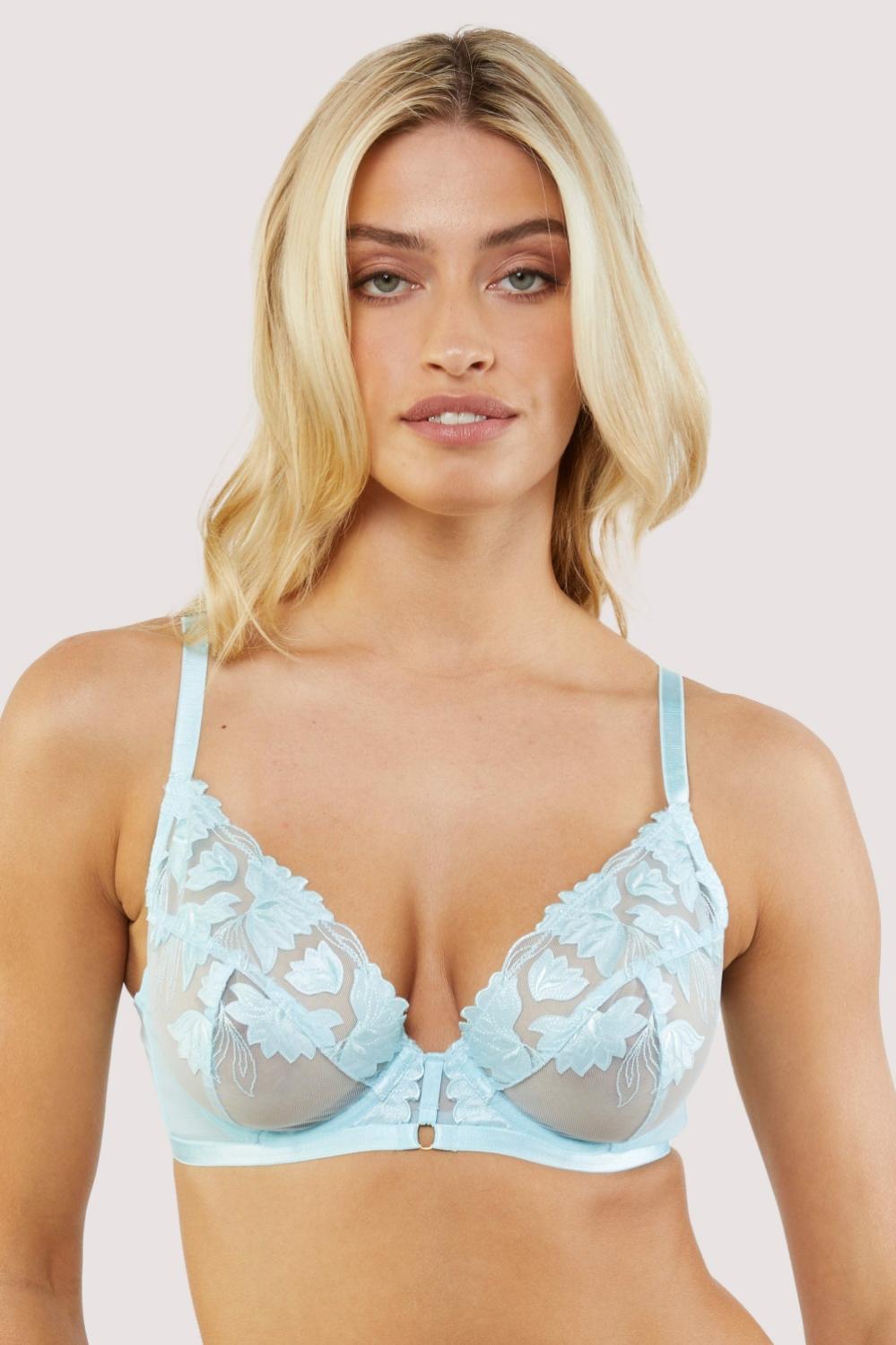 Harriet Blue Strappy Mesh With Ring Detail Bra Bridal Lingerie