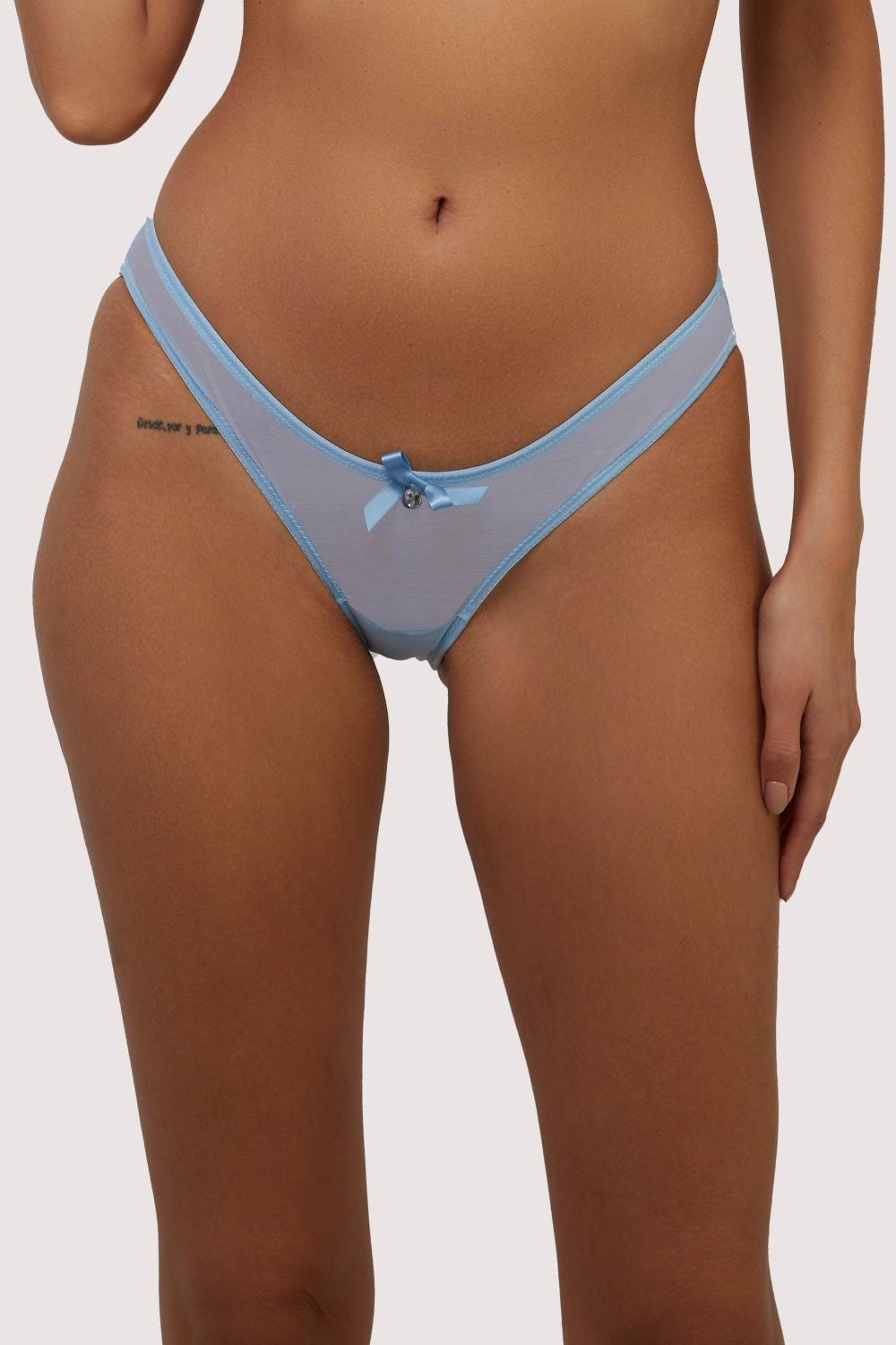 Lulu Baby Blue Diamanté Marabou Brief Bettie Page