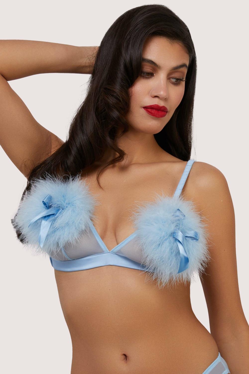 Lulu Baby Blue Diamanté Marabou Triangle Bettie Page